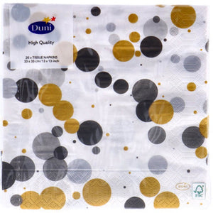 Duni servetten festive bubbles black 33x33 cm | 4 stuks