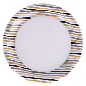 Duni borden stripes black gold 22 cm 10 stuks | 4 stuks