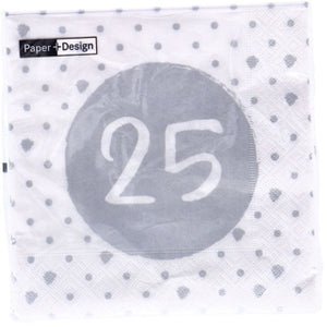 Duni servetten 25th birthday 33x33 cm