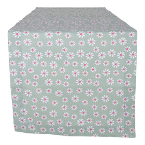 Daisy flowers tafelloper groen 50x140 cm | 3 stuks