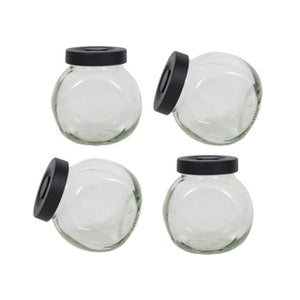 No brand kruidenpotje glas 4 stuks deksel mat zwart 175 ml | 6 stuks