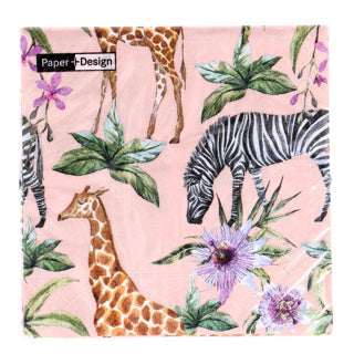 Load image into Gallery viewer, Servetten zebras girafes 33x33 cm | 12 stuks
