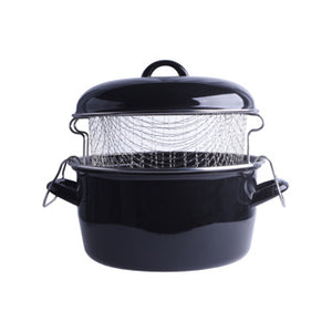 No brand frituurpan 24 cm emaille met inzet