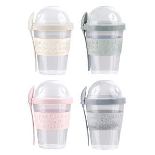 Yoghurtbeker met deksel en lepel | 12 stuks