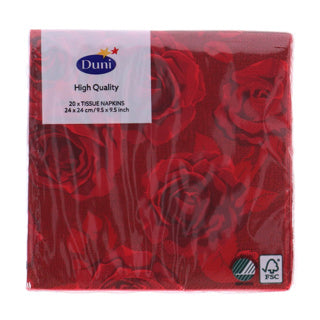 Duni servetten rich roses 24x24 cm | 12 stuks
