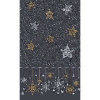 Duni tafellaken snowstars black 138x220