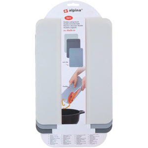 No brand alpina snijplanken set - snijplank - antislip - flexibel - vaatwasserbestendig - 20x28cm - grijs
