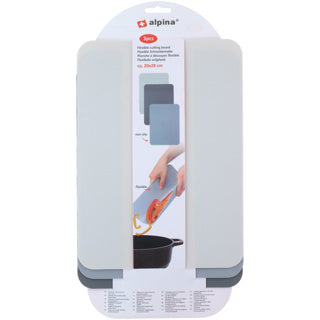 No brand alpina snijplanken set - snijplank - antislip - flexibel - vaatwasserbestendig - 20x28cm - grijs