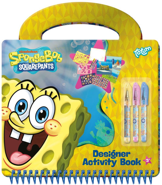 Totum spongebob designer activiteiten doeboek - tekenen, schrijven, stickeren - 20 pagina's met sjablonen en mini gelpennen