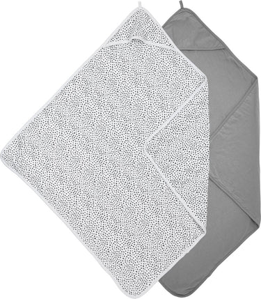 Meyco baby cheetah uni badcape - 2-pack - grey - 80x80cm