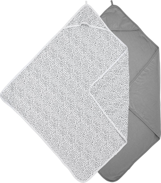 Meyco baby cheetah uni badcape - 2-pack - grey - 80x80cm