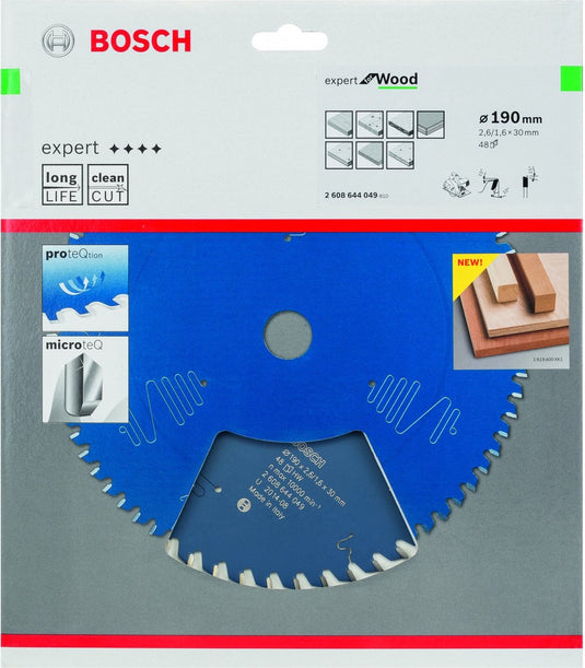 Bosch 2608644049 cirkelzaagblad expert voor hout 190x30 - 48 tanden