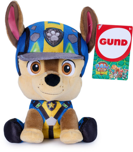 Paw patrol gund : the dino movie-knuffel van chase, officieel gelicentieerde knuffel, filmmerchandise, 15,2 cm