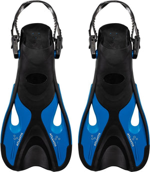 Atlantis dolphin - flippers - zwemvliezen - verstelbare hielstrap - voor zwemmen snorkelen - kinderen - zwart petrol blauw - 30-36