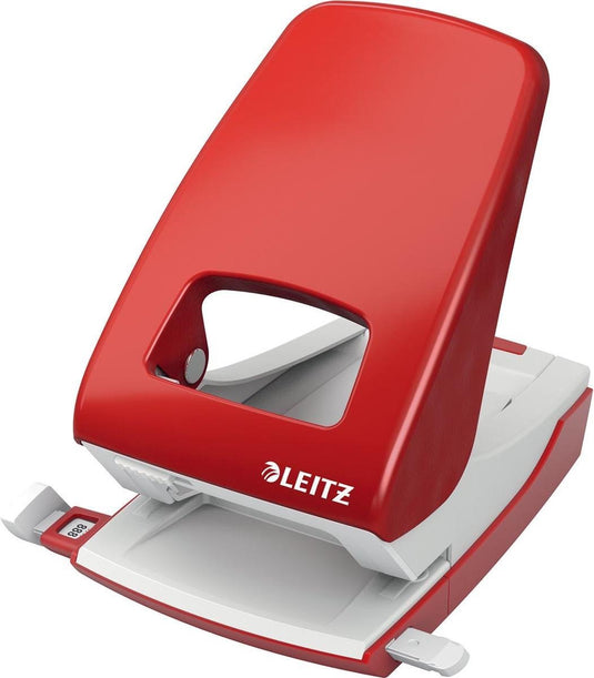 Leitz nexxt bureau perforator - perforeert tot 40 vel - voor mappen en ringbanden - ideaal voor thuiskantoor thuiswerkplek - rood