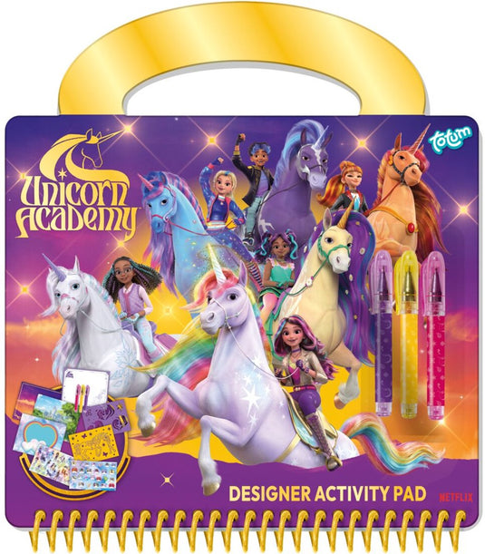Totum unicorn academy designer doeboek tekenen, schrijven, stickeren - vakantie boek creatief speelgoed meisjes vanaf 3 jaar