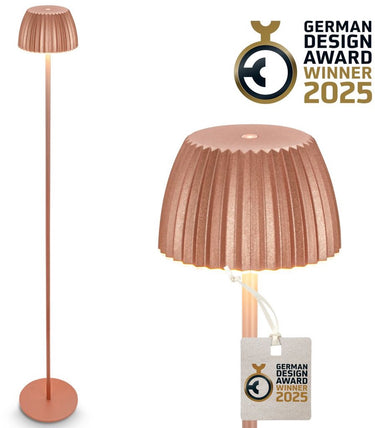B.k.licht briloner champ - oplaadbare vloerlamp - snoerloze staande lamp - dimbaar - in hoogte verstelbaar - voor binnen en buiten - koperkleurig - ø19 x 124 cm