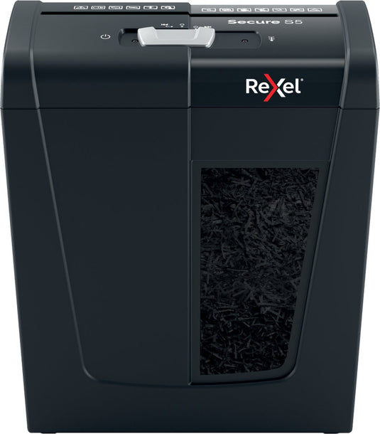 Rexel secure s5 stille papierversnipperaar - p2 stroken - tot 5 vel - 10l - zwart