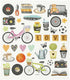 Creativ company stickers vrije tijd - stickervel met fiets, bloemetjes koffie - zelfklevende stickers voor scrapbooking, bullet journal kaarten - 15x16,5 cm - 1 vel