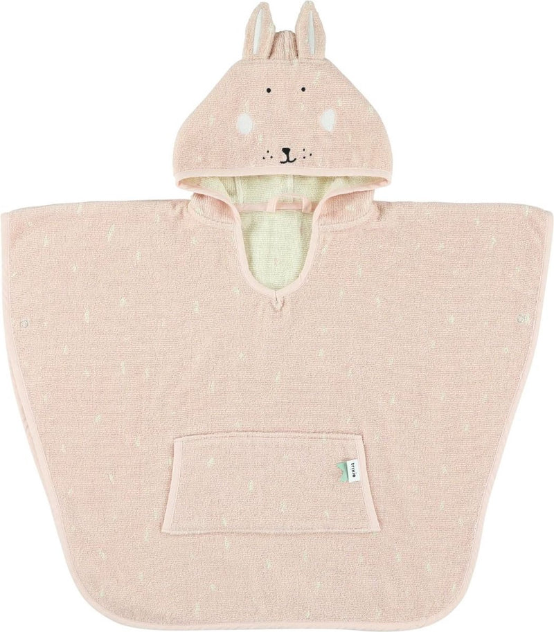 Load image into Gallery viewer, Trixie poncho - mrs. rabbit - 100% biologisch katoen - badcape kind met capuchon - met leuke details
