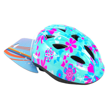 Volare kinder fietshelm - xs - blauw roze bloemetjes - 47-51 cm - extra klein model