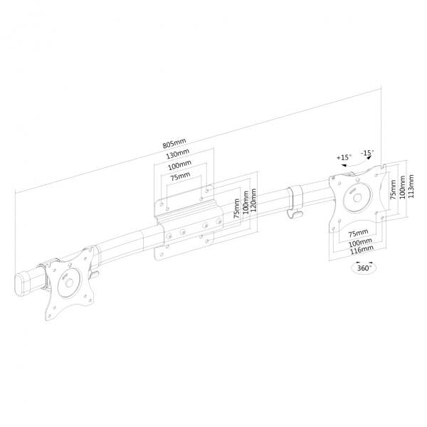 Load image into Gallery viewer, Neomounts fpma-cb100black dual monitor adapter, 10-27 , 10 kg, 75x75 100x100 mm, black
