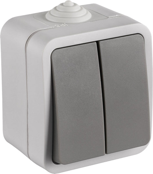 Q-link schakelaar - opbouw - serie - spatwaterdicht ip54 - grijs