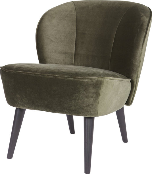 Woood sara fauteuil - velvet - warm groen - 71x59x70