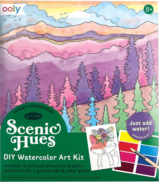 Ooly - scenic hues - d.i.y. aquarel kunst kit - forest adventure