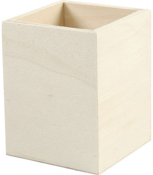 Creativ company cc houten pennenbakje vierkant 7,5x7,5x9,5 cm