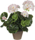 Mica decorations kunstplant - geranium - wit roze - in pot - 34 cm - nepplanten - kunstbloemen