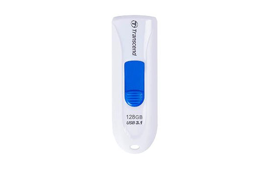 Transcend ts128gjf790w jetflash 790 flash drive, 128gb, usb3.0, capless slide, 90 45mb s, white