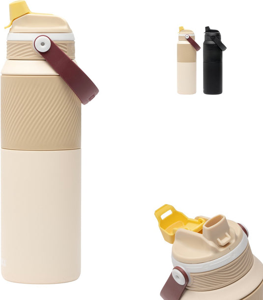 Kambukka dupla geïsoleerde drinkfles 1000 ml - 2-in-1 waterfles - 100% lekvrij - desert sand