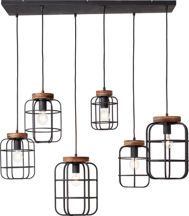 Brilliant gwen - hanglamp - e27 max 6x40w - zwart hout