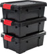 Iris powerbox opbergbox - 12,5l - kunststof - zwart rood - set van 3