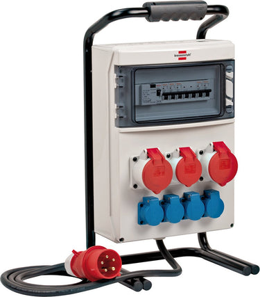 Brennenstuhl draagbare stroomverdeler verdeelblok (2x32a + 1x16a cee contactdozen, 2m kabel, voor gebruik op de bouwplaats en permanent gebruik buiten, met fi-stekker)