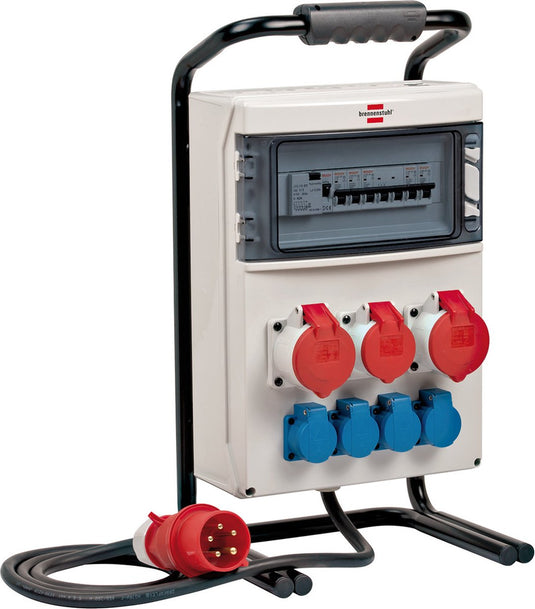 Brennenstuhl draagbare stroomverdeler verdeelblok (2x32a + 1x16a cee contactdozen, 2m kabel, voor gebruik op de bouwplaats en permanent gebruik buiten, met fi-stekker)