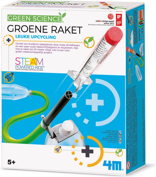 4m wetenschap en spel - bouw je eigen groene raket - bouwpakket - kidzlabs green science - 5+