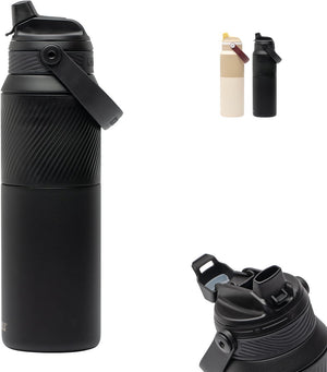 Kambukka dupla geïsoleerde drinkfles 1000 ml - 2-in-1 waterfles - 100% lekvrij - black raven