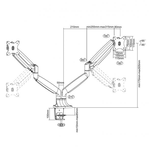 Afbeelding laden in galerijviewer, Neomounts nm-d750dwhite tv monitor full motion dual desk gas-spring mount, 2x
