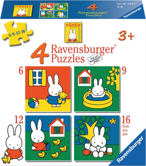 Ravensburger nijntje. vier puzzels -6+9+12+16 stukjes - kinderpuzzel