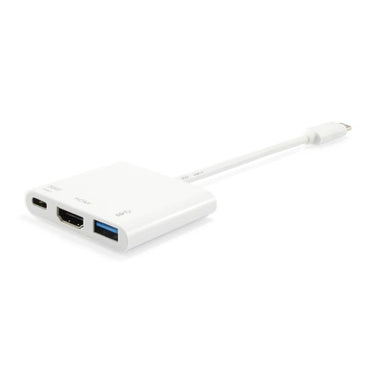 Equip 133461 usb type c to hdmi female usb a female pd adapter, 4k, pastic, 15cm, white
