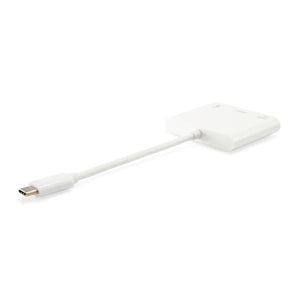 Equip 133461 usb type c to hdmi female usb a female pd adapter, 4k, pastic, 15cm, white