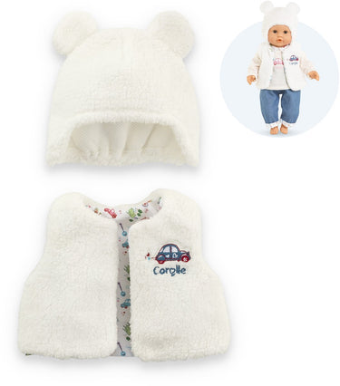 Corolle winterset babypop kleding wit 30cm - poppenoutfit.