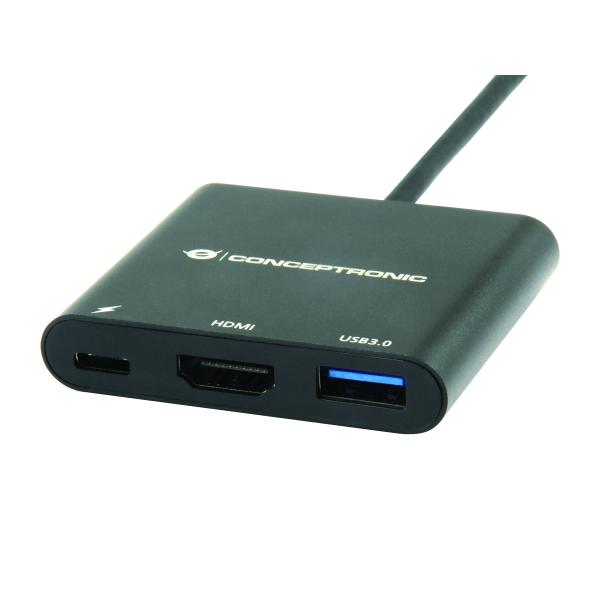Load image into Gallery viewer, Conceptronic donn01b donn usb-c to hdmi adapter, usb 3.2 gen 1 (3.1 gen 1) type-a c, hdmi, black
