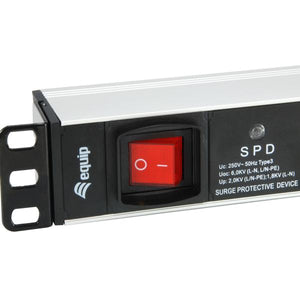 Equip 333309 7-outlet german power distribution unit w surge protection+switch, type f, 1.5 mm²