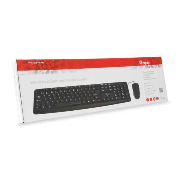 Load image into Gallery viewer, Equip 245200 wired keyboard and mouse combo germany layout, usb, qwertz, 105 key, 1000 dpi, black
