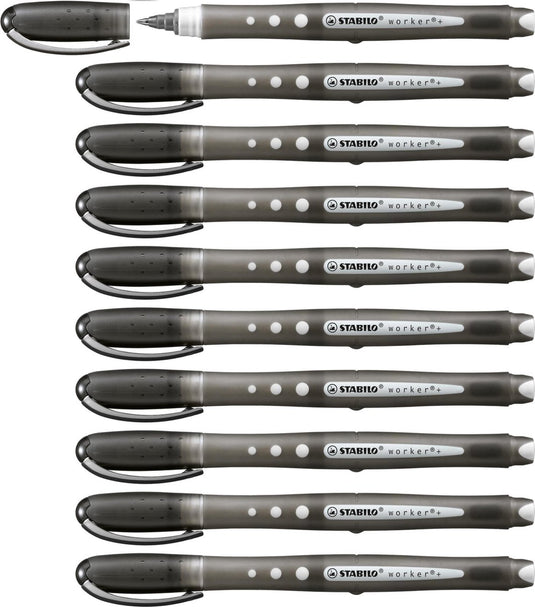 Stabilo worker+ colorful - rollerball 0,5 mm - zwart - doos 10 stuks