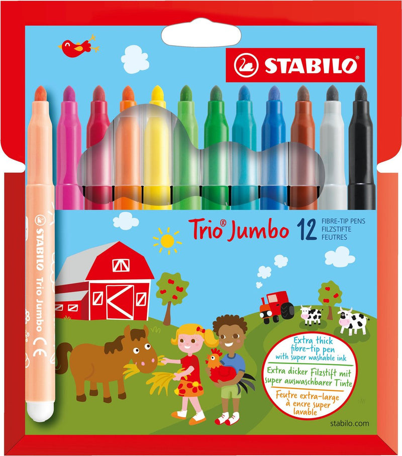 Load image into Gallery viewer, Stabilo trio jumbo - viltstift - set met 12 stuks

