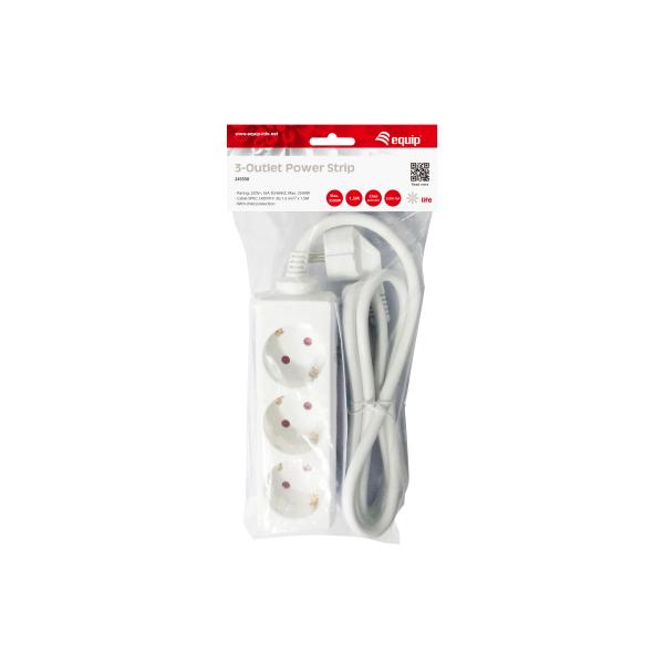 Load image into Gallery viewer, Equip 245550 power strip, 3 ac outlet(s) indoor, type f, type f, 1.5 mm², 1.5 m, white
